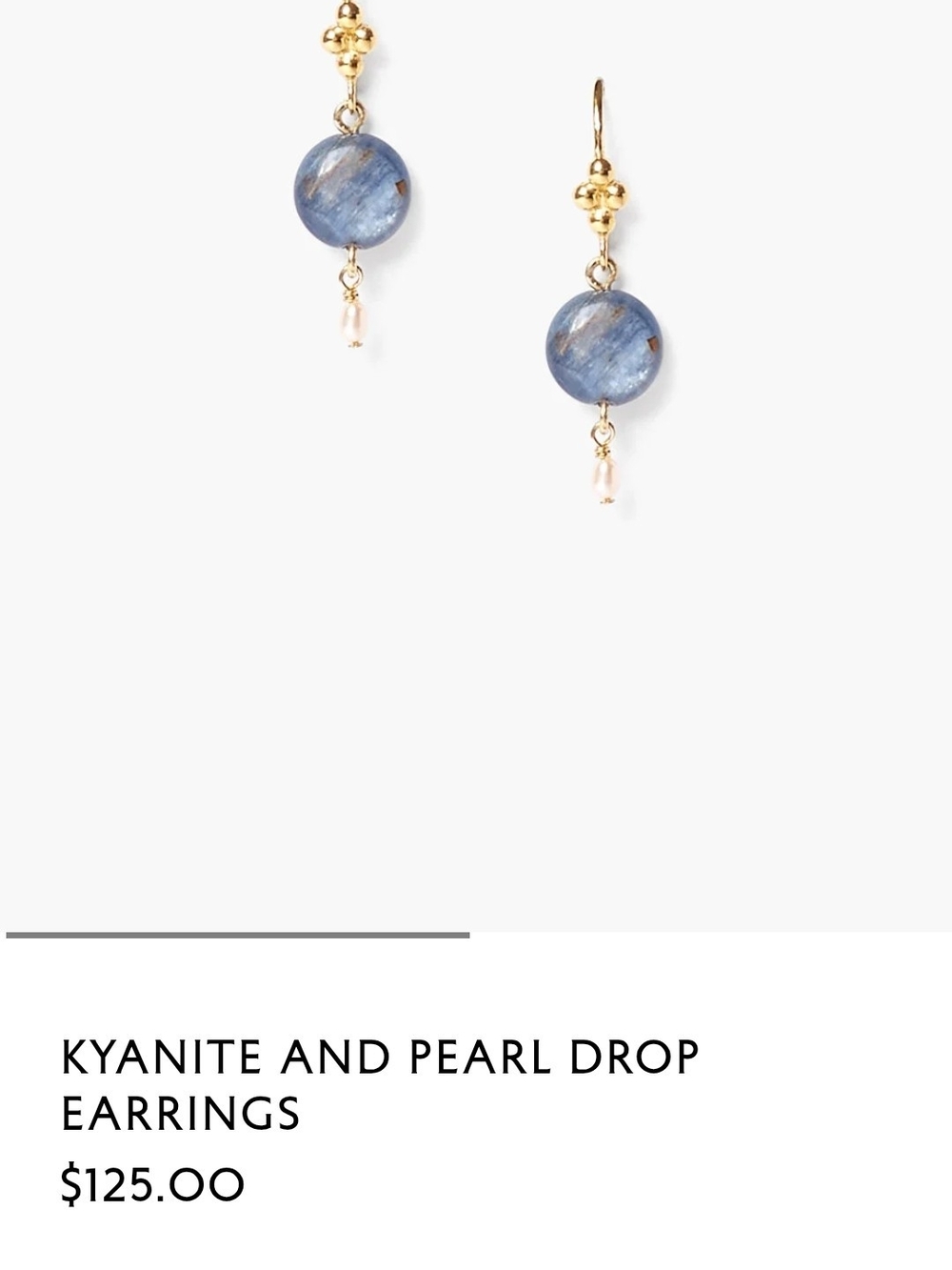 Chan Luu Blue Kyanite and Gold Pearl Drop Earrings